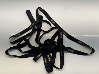 4' or 8' Versace Black/Gold Logo Ribbon Gift Wrap for Box of Bag/Shoes