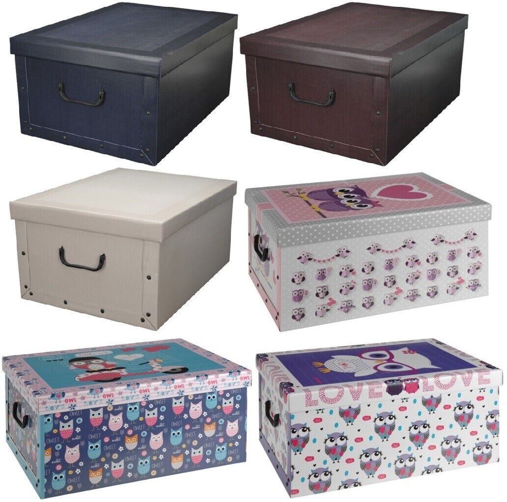 Collapsible Cardboard Storage Box with Lid Handle Decorative ...