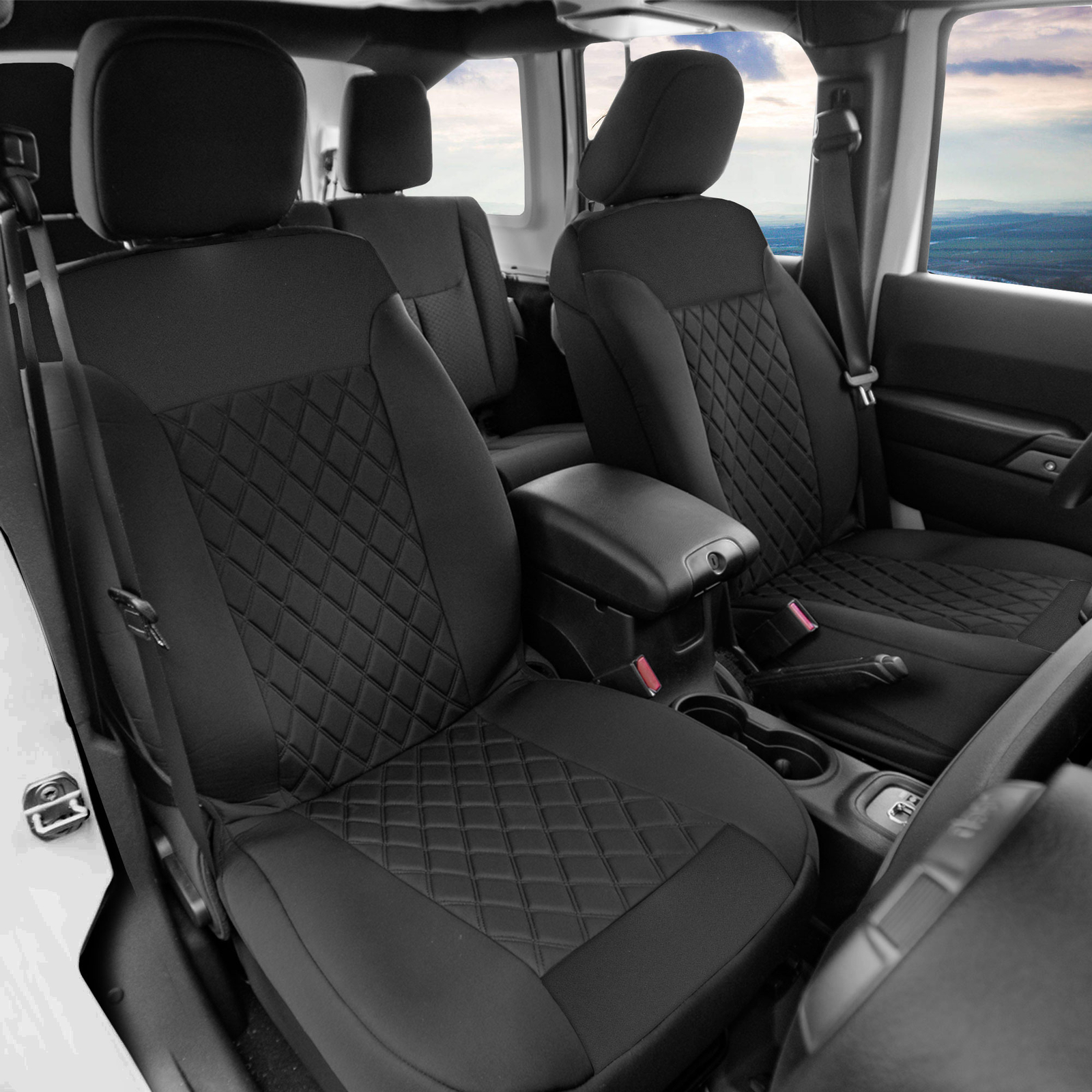 Universal Front Bucket Seat covers Pair Set Neosupreme For Auto Black