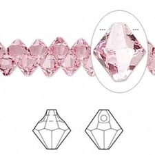 12 Swarovski Crystal Light Rose 6mm Top Drilled Bicone Beads 6301 