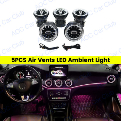 5PCS Air Vents LED Ambient Light 12Colors Fit Mercedes Benz CLA Class W117 W176