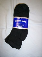 Men's Diabetic Black Ankle Socks,Size 10-13, 3 pairs, New