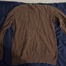 Men's Brown Tight-Knit Crew Neck Pullover Sweater Long Sleeve Casual Solid