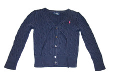 Ralph Lauren Girls Size 5 Blue Cable Knit Sweater Cardigan
