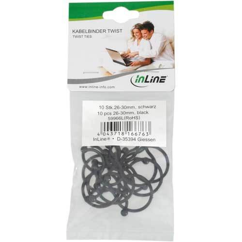 10x InLine Kabelbinder Twist 26-30mm, schwarz, 10 Stück - Afbeelding 2 van 3