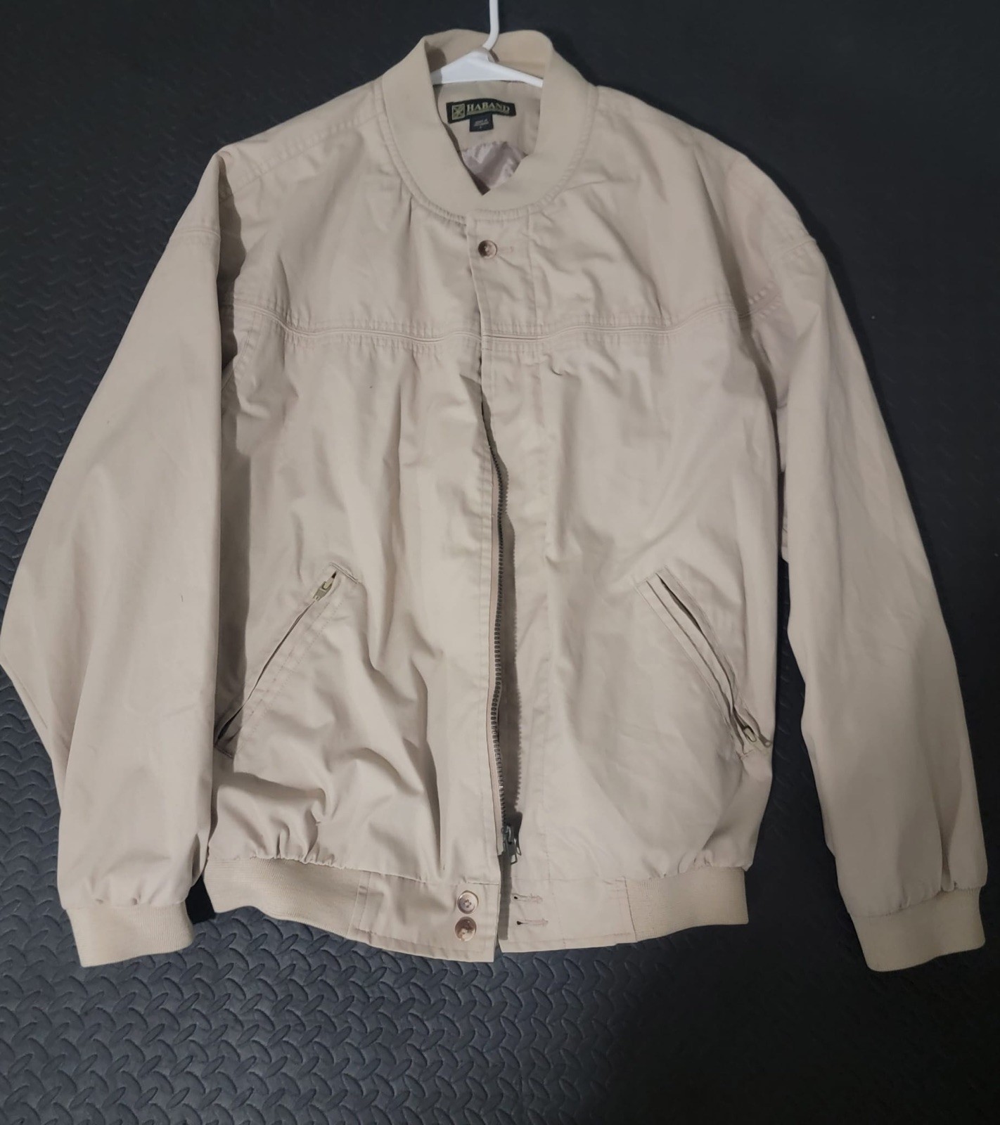 Haband Bomber Jacket Men’s Large Full Covered Zipper Beige size L