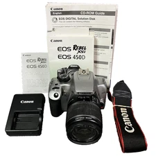 Canon EOS Rebel XS Silver w/EF-S 18-55mm Lens, Charger, Battery, Manual & Strap