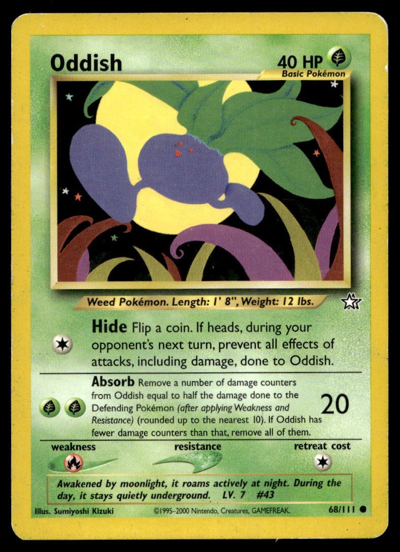 Oddish 68/111 Pokemon Card Neo Genesis Common 40 HP Lightly Played RB
