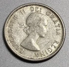 1955 CANADA 80% SILVER ELIZABETH II. TEN CENT COIN