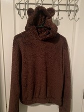 Teddy Bear Hoodie With Ears Brown Womens