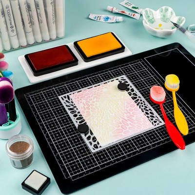 Magnetic Glass Craft Mat Scratch Heat Resistant Glass Media Cutting Mat Black