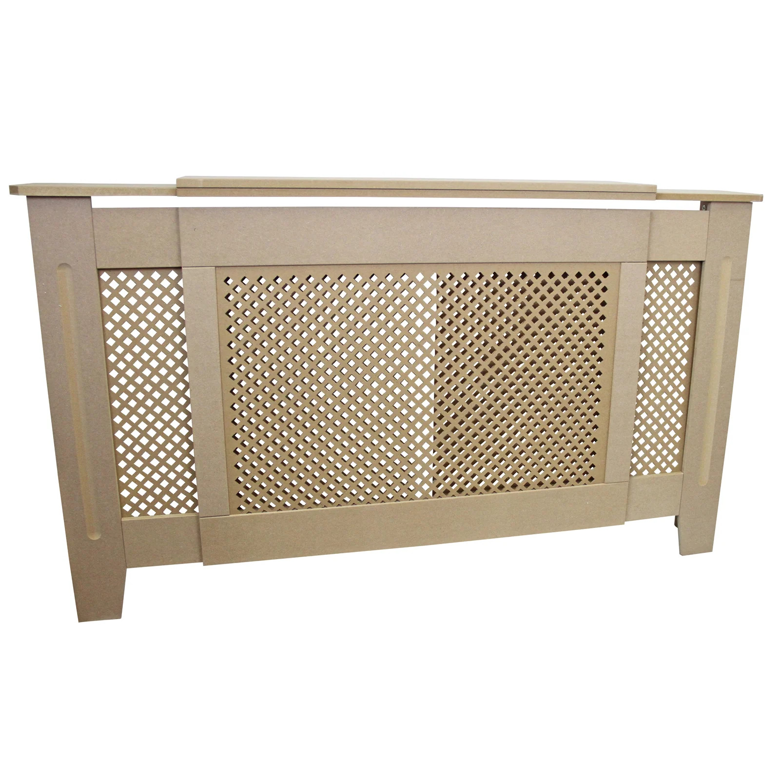Cache-radiateur en MDF naturel extensible 140-192 cm avec grille