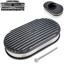 15 Oval Full Finned Air Cleaner Washable For Sbc Bbc Chevy Ford 5-18 Carb Neck