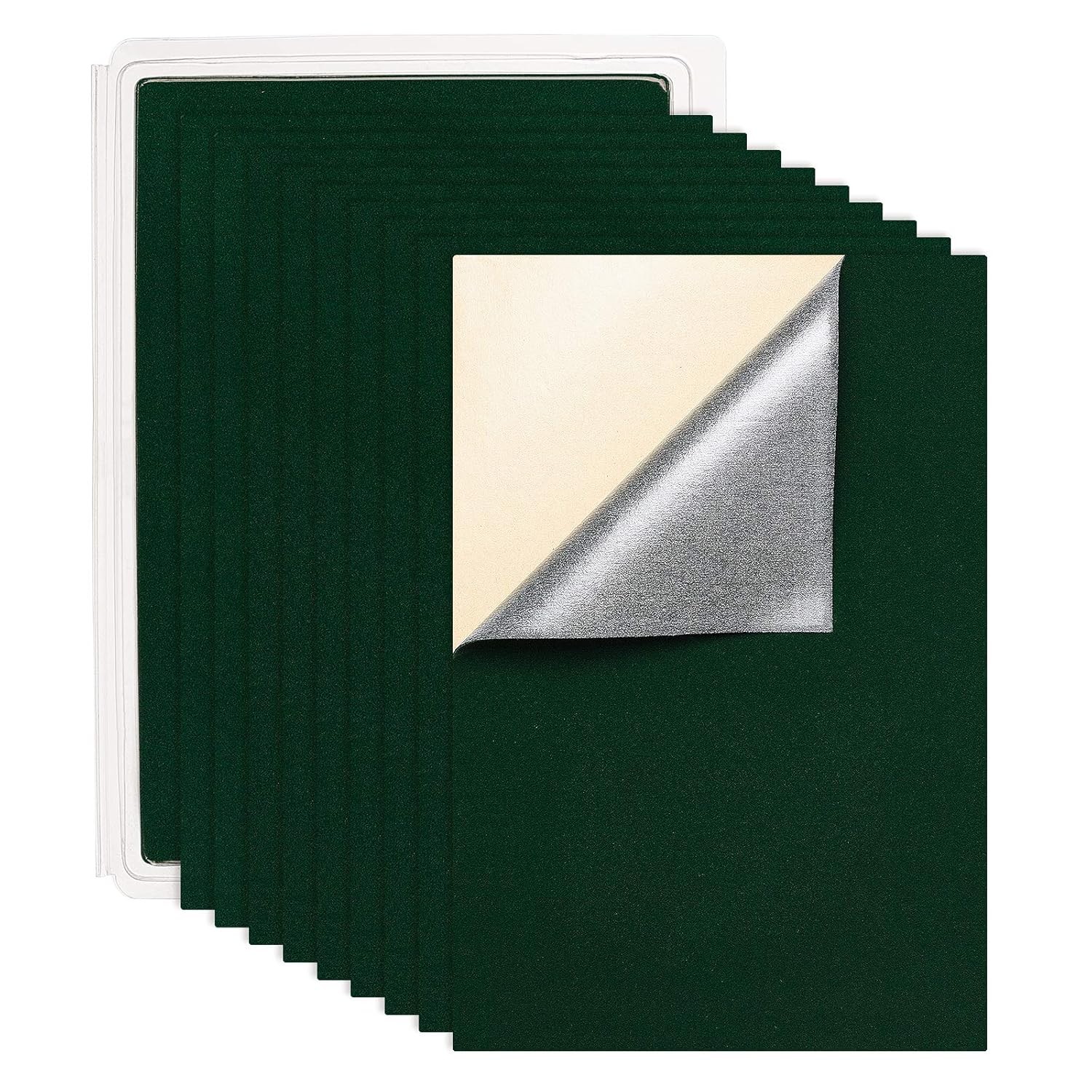 BENECREAT 20PCS Velvet (Dark Green) Fabric Sticky Back Adhesive Felt A4 sheet 2