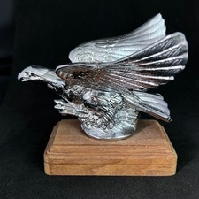 Chrome Flying Eagle Hood Ornament Custom Truck Hot Rat Street Rod Wood Mount