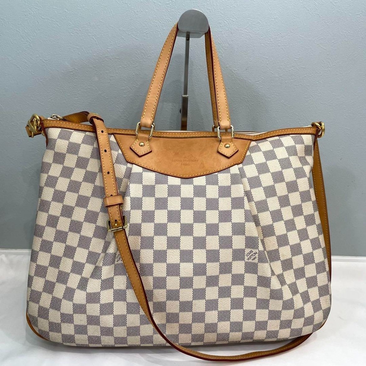 Louis Vuitton Damier Azur Siracusa GM White Tote Handbag Shoulder