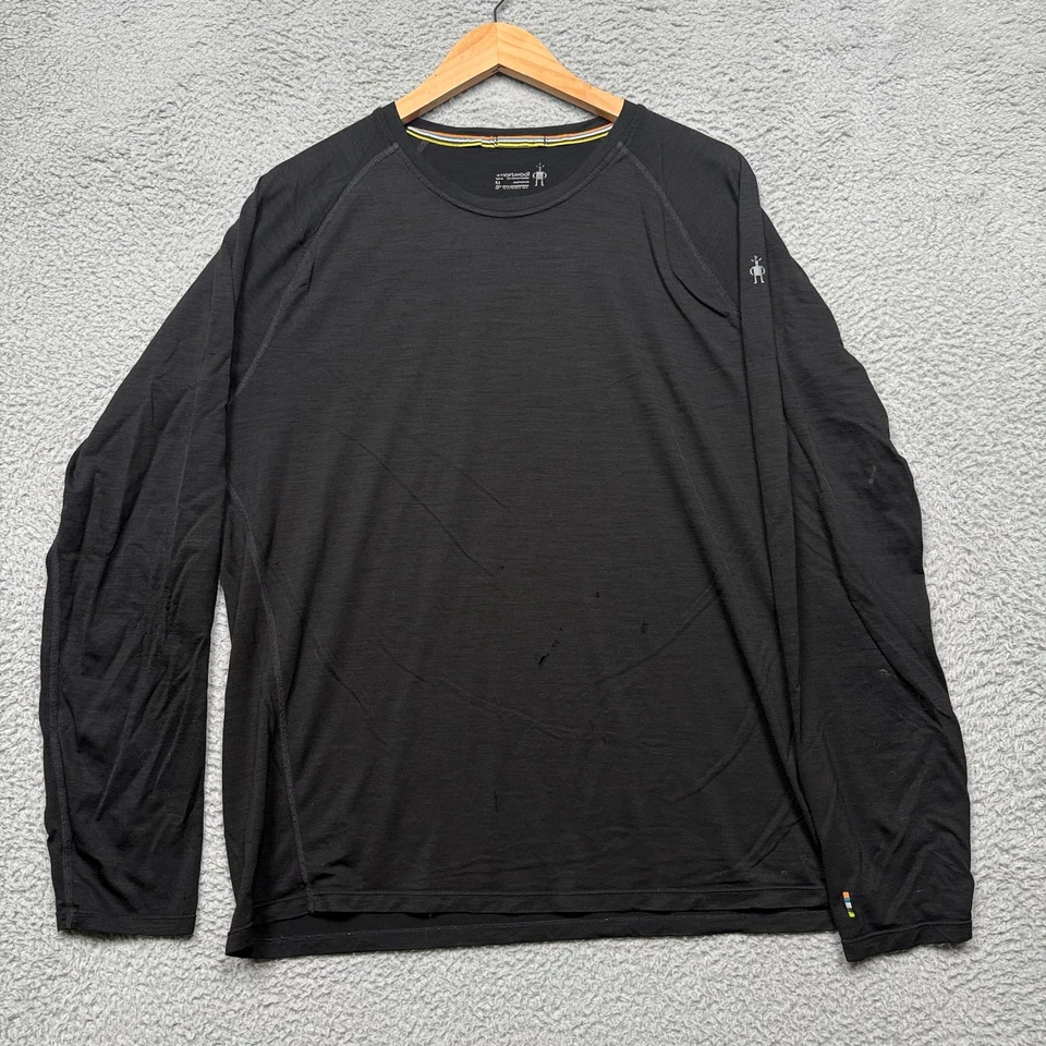 Camisa Smartwool Para Hombres XL Negra Manga Raglán Lana Merino Capa Base Senderismo *LEER Foto 2 de 4