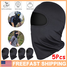 5Pcs Men Balaclava Face Mask Lightweight Motorcycle Warmer Ski Neck Gaiter Black