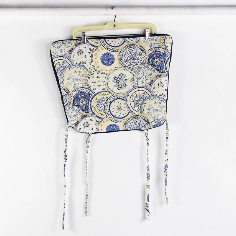 Juego de 5 cojines de asiento con diseño de azulejo azul, blanco y amarillo de 15" x 17" Foto 3 de 4