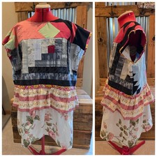 Upcycled Quilt-top Tunic Top L-XL Or Mini Dress Don't Throw It Out