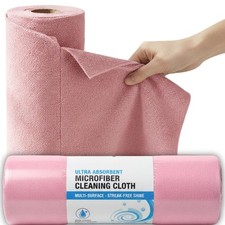 Reusable Microfiber Cleaning Cloth Roll 50 Sheets (Pink)