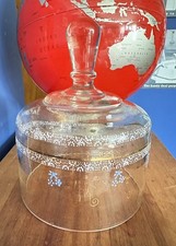 Glass Hand Painted Dome 8.5 in high Tall Cheese/Cake Dome Victorian?