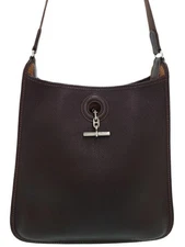 HERMES Vespa PM Shoulder Bag Sheepskin Dark Brown 1990s #T537