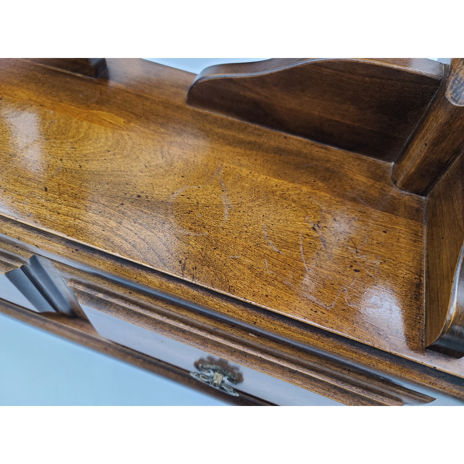 Vintage Pine Wood Cheval Mirror w/Drawer Dresser Top Vanity 24.5" Ethan Allen? 