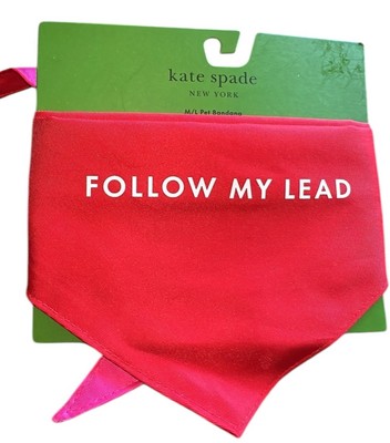 Kate Spade Pet Bandana Reversible Woof Follow My Lead (pink/red) Size M/L  New