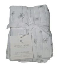 Pair Levtex Home Quilted Euro Shams White Pine 26" x 26" New
