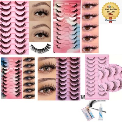 10x Falsche Wimpern Wimpern Set Natural Wispy Short Cat Eye Long Thick Fake Mink