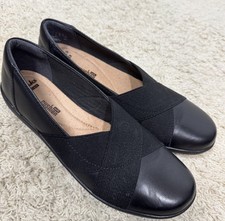 Clarks Women  s Medora Jem Slip On Comfort Flats Size 8 Black Classic Career Work