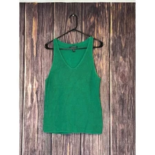 Lauren Ralph Lauren Tank Top Womens L Green Knit V Neck Sleeveless Casual