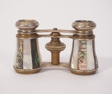 Antikes Opernglas Theaterglas Messing mit Perlmuttverzierung Binokular