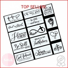CINPIUK 14PCS Christian Stencils Painting on Wood, Bible Sign Motivational Sayin