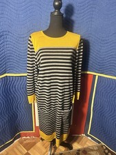 Jessica H Sweater Dress Size Small Black Gray & Yellow Striped Pockets