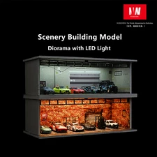 Diorama 1:64 Parking Lot Model LED Lighting City Garage Scene Display Case US