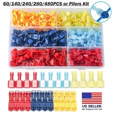 60/480PCS T-Tap Electrical Wire Crimp Terminals Quick Splice Cable Connector Kit
