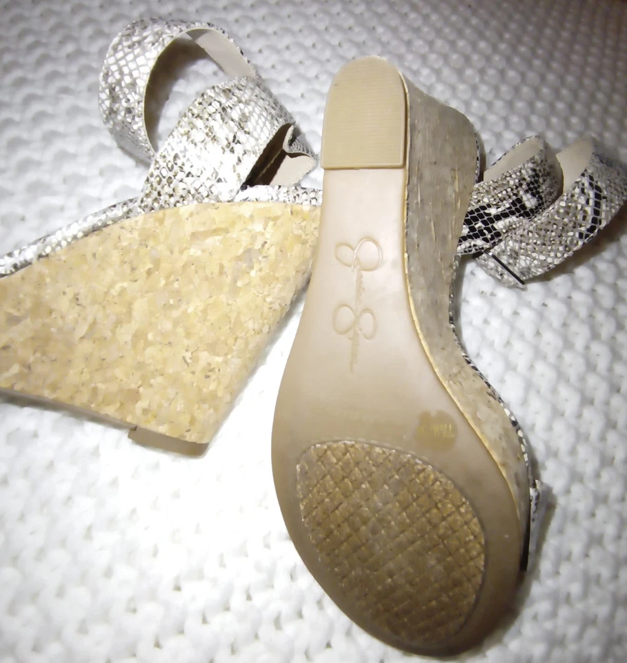 "Sandalias de cuña Jessica Simpson imitación piel de serpiente 4"" tacones plataforma de corcho talla 7 1/2" Foto 4 de 4