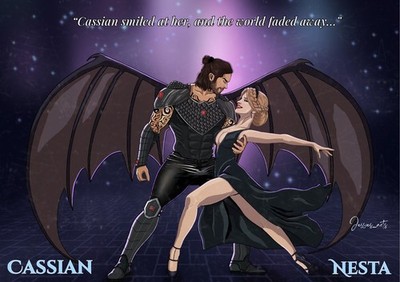 Cassian und Nesta tanzender Kunstdruck ACOTAR Merch | Nessian FanArt | Poster