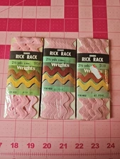 Wrights Jumbo Rick Rack Pink 2 1/2 Yd 5/8" Wide Polyester New In Package EACH
