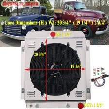 4 Row Radiator Shroud fan Kits for 1947-1954 49 Chevy Truck 3100 3600 3800 3900