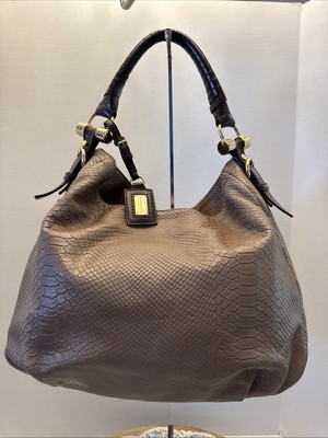 Antonio Melani Cowhide Leather Snakeskin Hobo Shoulder Bag Purse