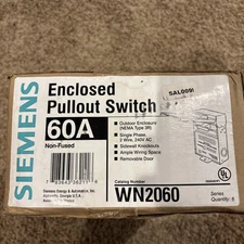 Lot of 6 SIEMENS WN2060 60A Enclosed Pullout Switch