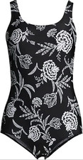 Lands End Womens Plus Size 24W Swimsuit Tugless Tank One Piece Soft Cup Bra READ