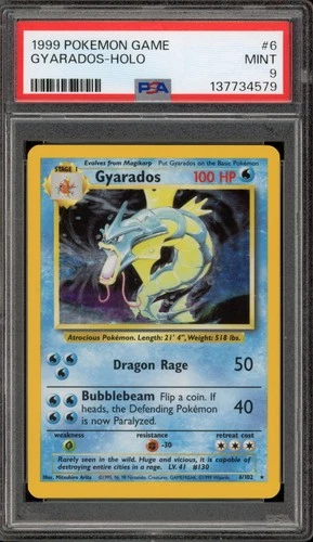 Pokemon Gyarados Base Set Unlimited Holo Rare #6 PSA 9 Mint