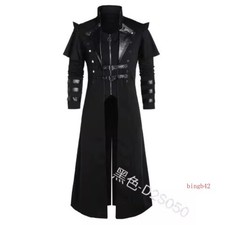 Long Trench Men's Medieval Victorian Style Frock Coat Cape Cloak Costume Jackets