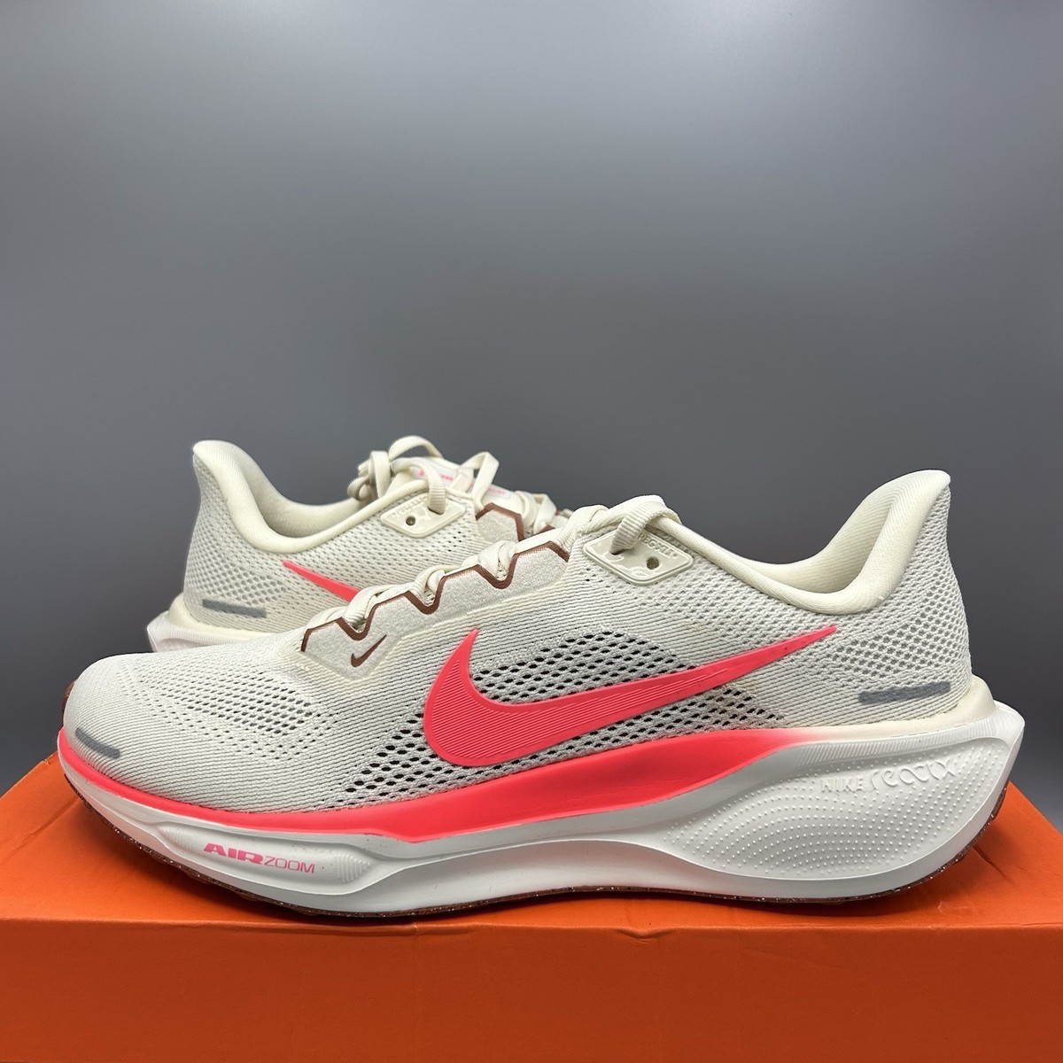 Nike Air Zoom Pegasus 41 Gym Trainers White Red Running Shoes UK