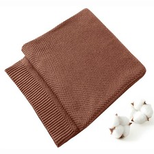 100 Cotton Knitted Throw Blanket for Couch Chair Bed Home Decorative, Soft ...