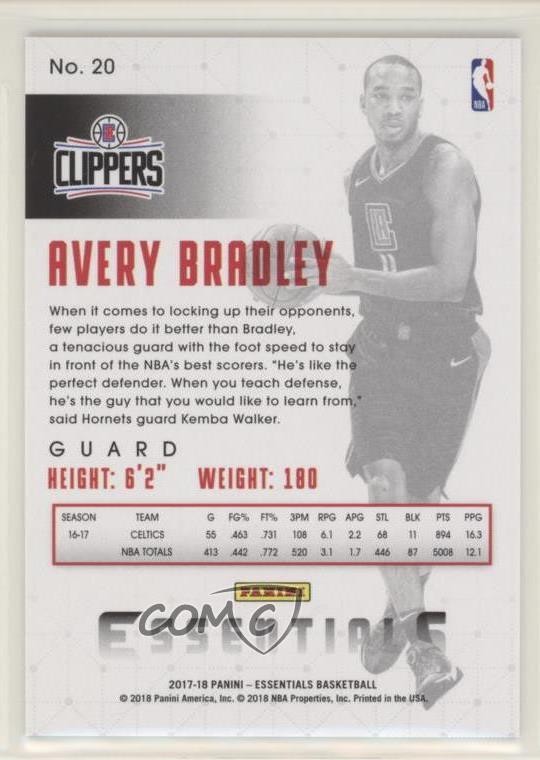 2017-18 Panini Essentials Spiral Avery Bradley #20 5ta thumbnail 2